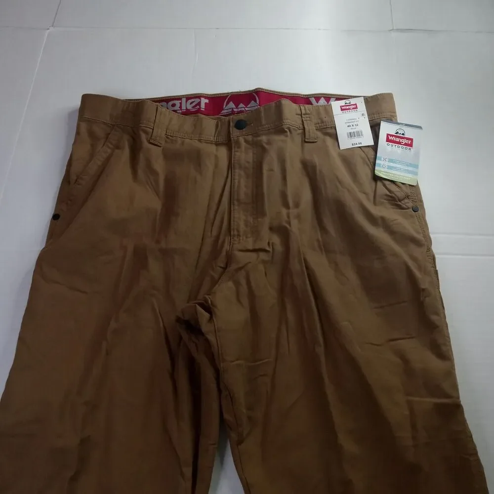 Wrangler Outdoor‎ Frontier Utility Pants Men's 40x32 Brown Straight Fit UPF 50+